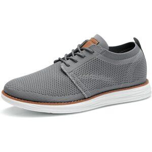 ⚡Bruno Marc Men Dark Grey Knit Flex Mesh Oxfords Lace-Up Lightweight Sneakers